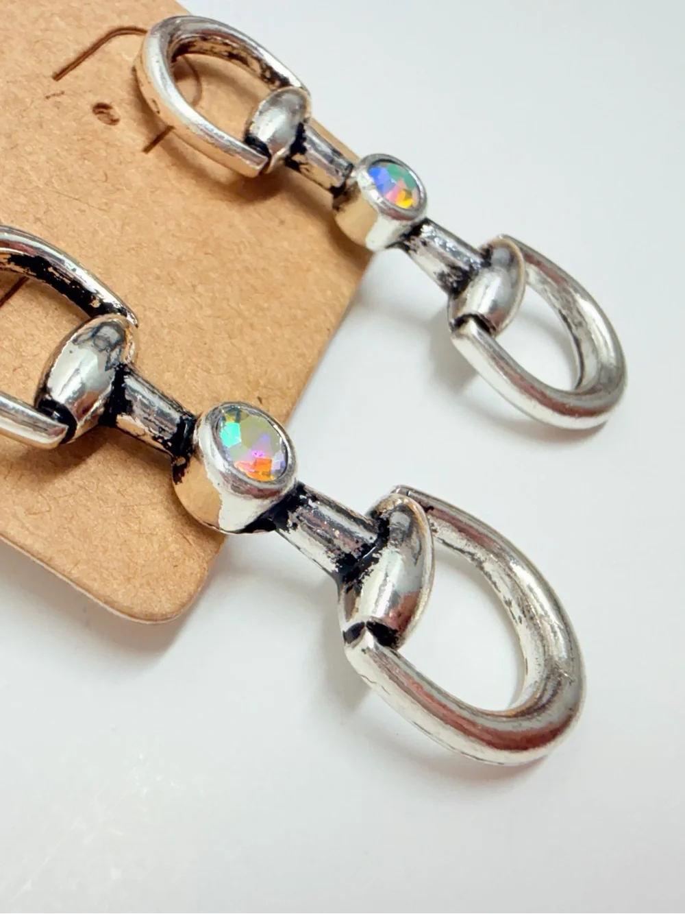 Silver Dangle Horsebit Earrings - Women Jewelry